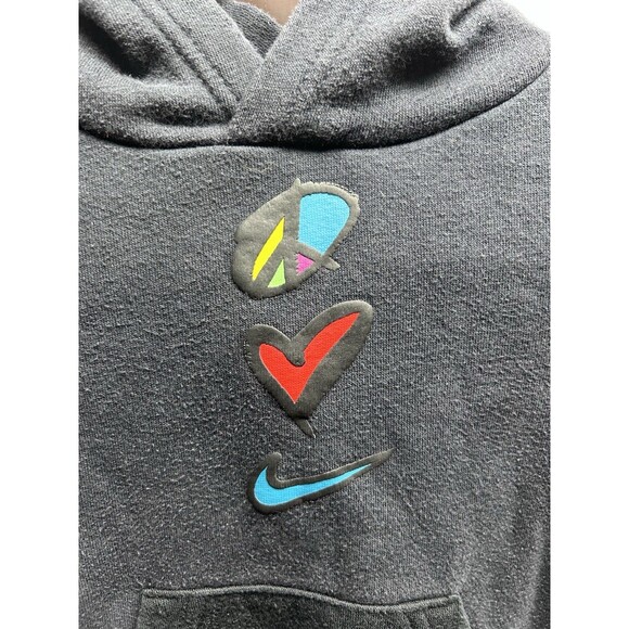 Nike Kids 2T Peace Love Swoosh Sweats Hoodie 2 Piece Set Black Colorful - Picture 3 of 14